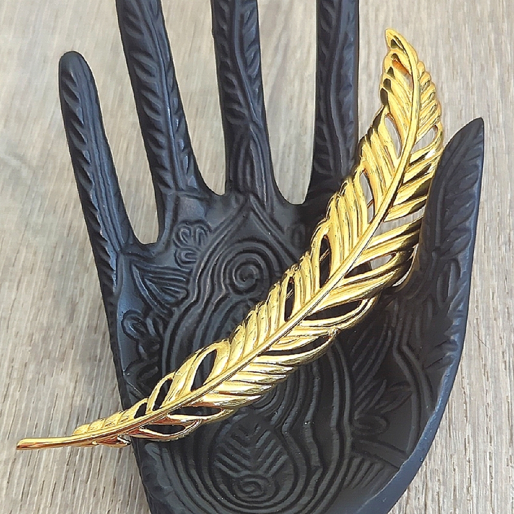 Vintage Monet Gold Feather Brooch